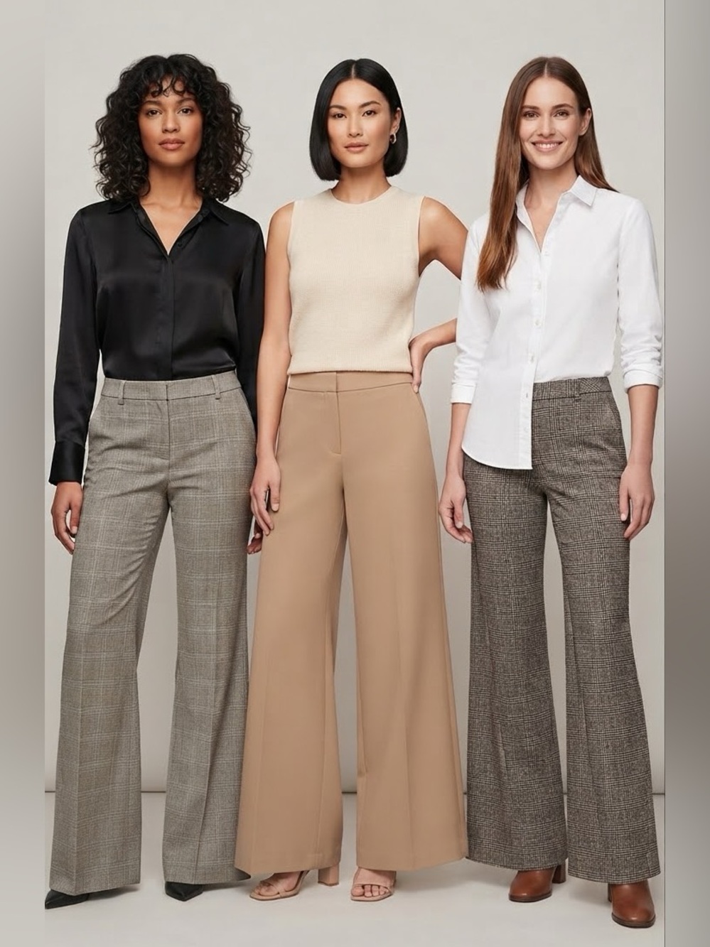 Express Editor Pants Bundle Size 6 Workwear Capsule 3-Piece Gray Taupe Plaid Tan